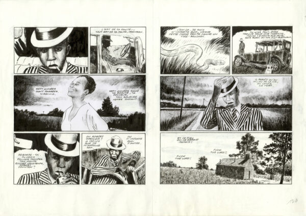 Frantz Duchazeau – Les derniers jours de Robert Johnson – Double planche originale 120-121