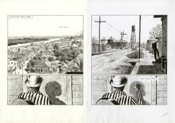 Frantz Duchazeau – Les derniers jours de Robert Johnson –  Double planche originale 198-199