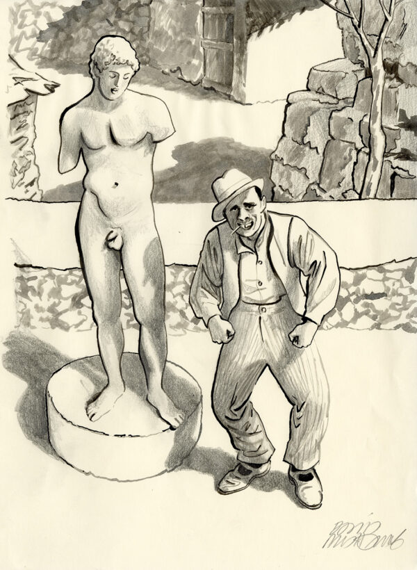 DAVID PRUDHOMME - Rébétissa  - Dessin original pour l’ex libris de la librairie Super Héros - R01