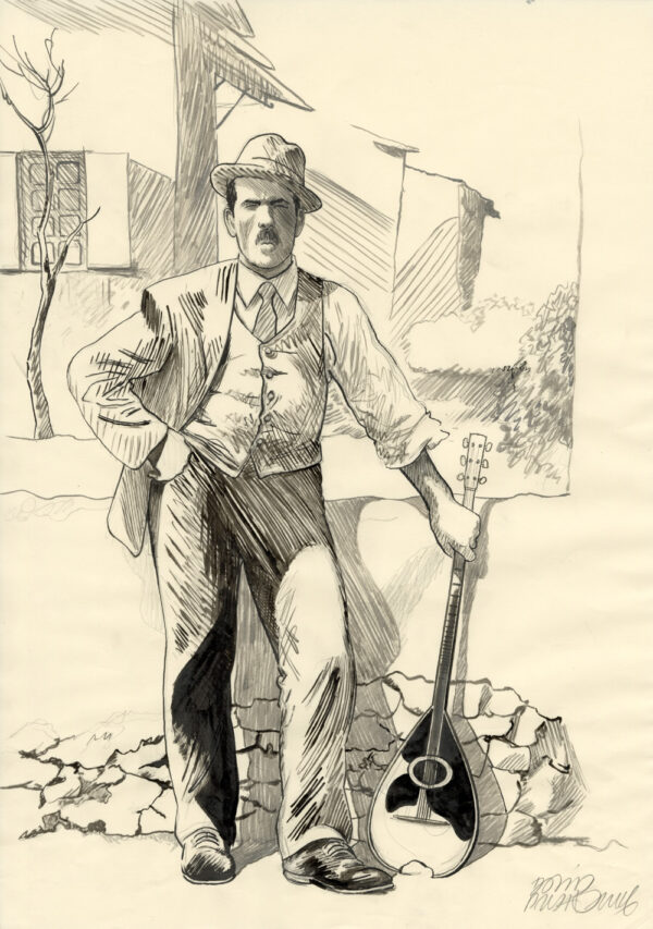 DAVID PRUDHOMME - Rébétiko - Dessin original de recherche pour la couverture - R07