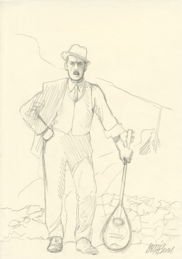 DAVID PRUDHOMME - Rébétiko - Dessin original de recherche pour la couverture - R10