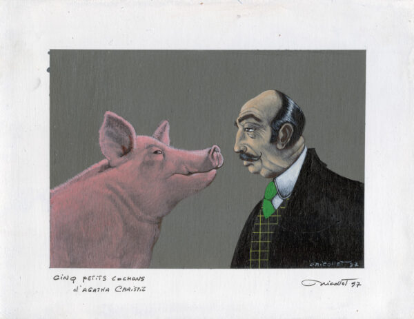 JEAN-MICHEL NICOLLET - AGATHA CHRISTIE  - Couverture originale de Cinq petits cochons