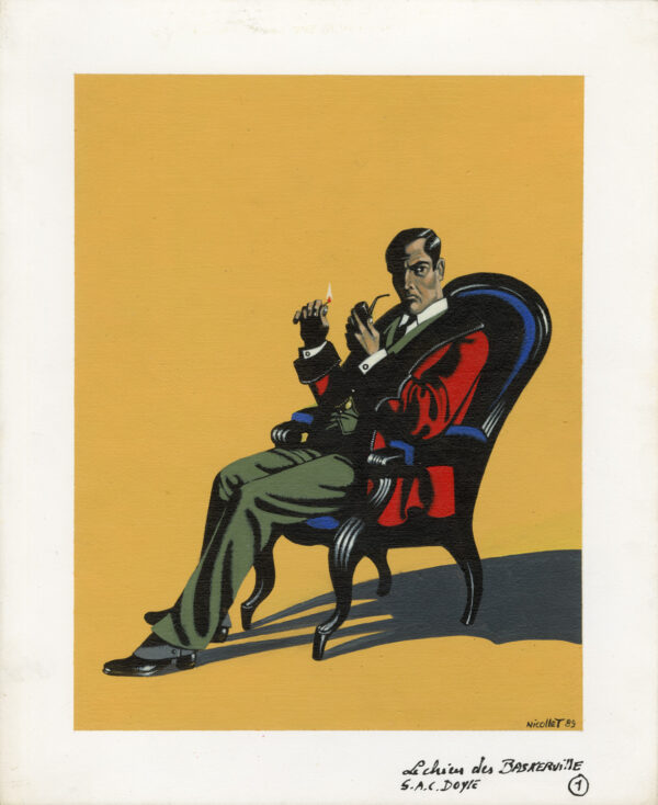 JEAN-MICHEL NICOLLET – SHERLOCK HOLMES – Chien des Baskerville - Gallimard 1989 - Illustrations originales de couverture