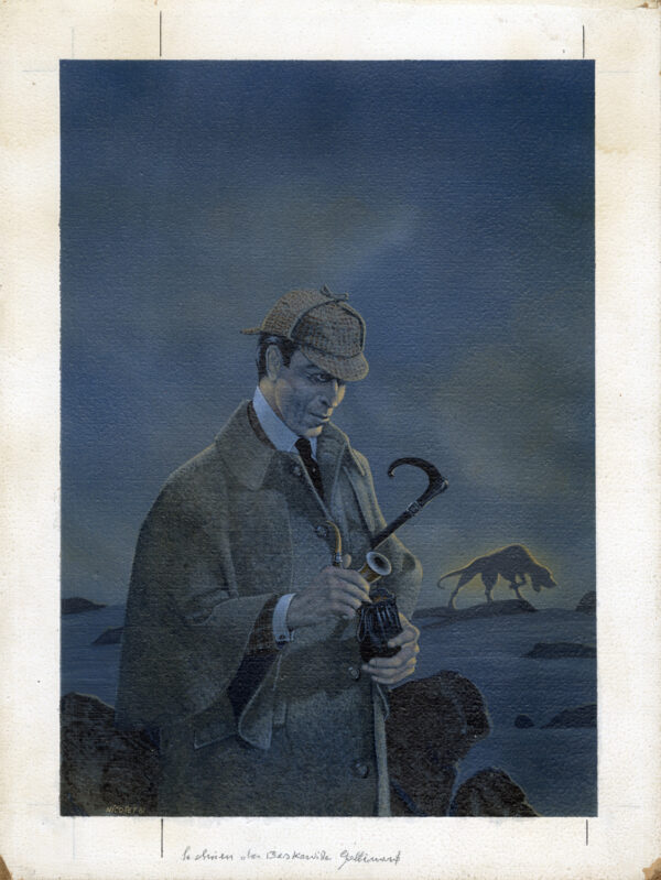 JEAN-MICHEL NICOLLET – SHERLOCK HOLMES – Chien des Baskerville - Gallimard 1988 et 1990 - Illustration originale de couverture