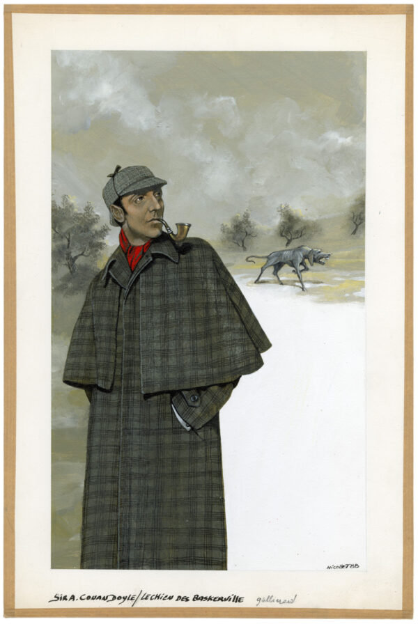 JEAN-MICHEL NICOLLET – SHERLOCK HOLMES – Chien des Baskerville - Gallimard 1988 - Illustration originale de couverture