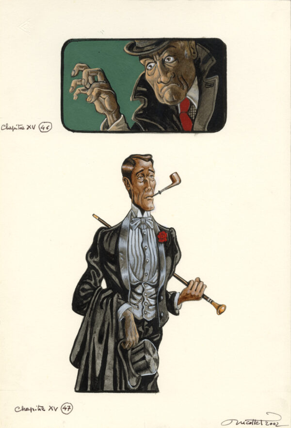 JEAN-MICHEL NICOLLET – SHERLOCK HOLMES – Chien des Baskerville – Gallimard 2002 – Illustrations originales pages 183 et 189