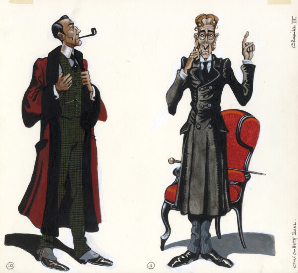 JEAN-MICHEL NICOLLET – SHERLOCK HOLMES – Chien des Baskerville – Gallimard 2002 – Illustrations originales pages 28 et 29