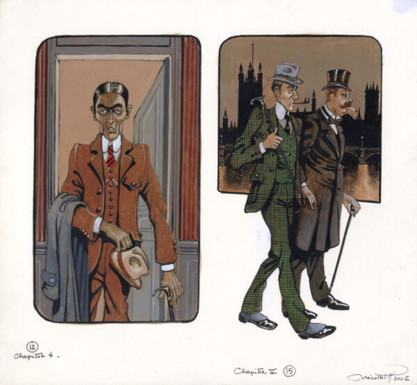 JEAN-MICHEL NICOLLET – SHERLOCK HOLMES – Chien des Baskerville – Gallimard 2002 – Illustrations originales pages 39 et 52
