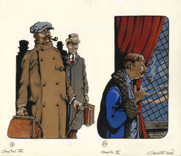 JEAN-MICHEL NICOLLET – SHERLOCK HOLMES – Chien des Baskerville – Gallimard 2002 – Illustrations originales pages 64 et 73