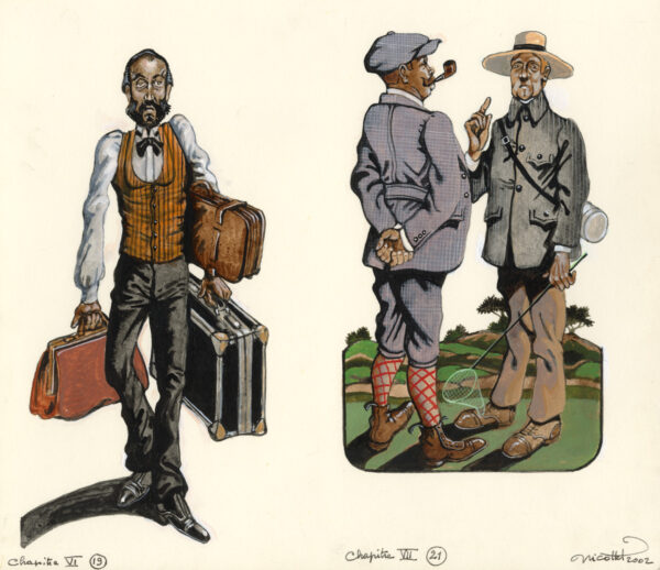JEAN-MICHEL NICOLLET – SHERLOCK HOLMES – Chien des Baskerville – Gallimard 2002 – Illustrations originales pages 70 et 77