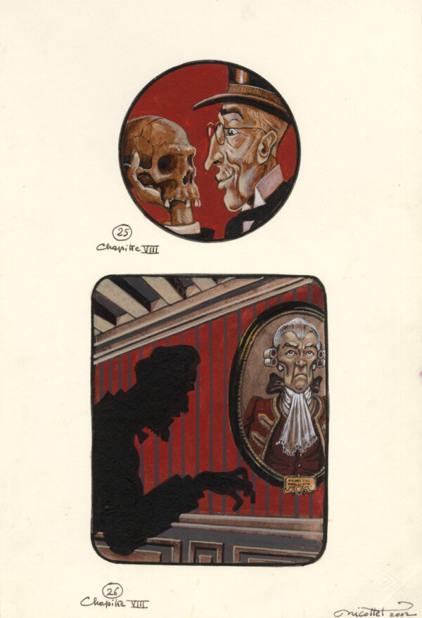 JEAN-MICHEL NICOLLET – SHERLOCK HOLMES – Chien des Baskerville – Gallimard 2002 – Illustrations originales pages 94 et 95