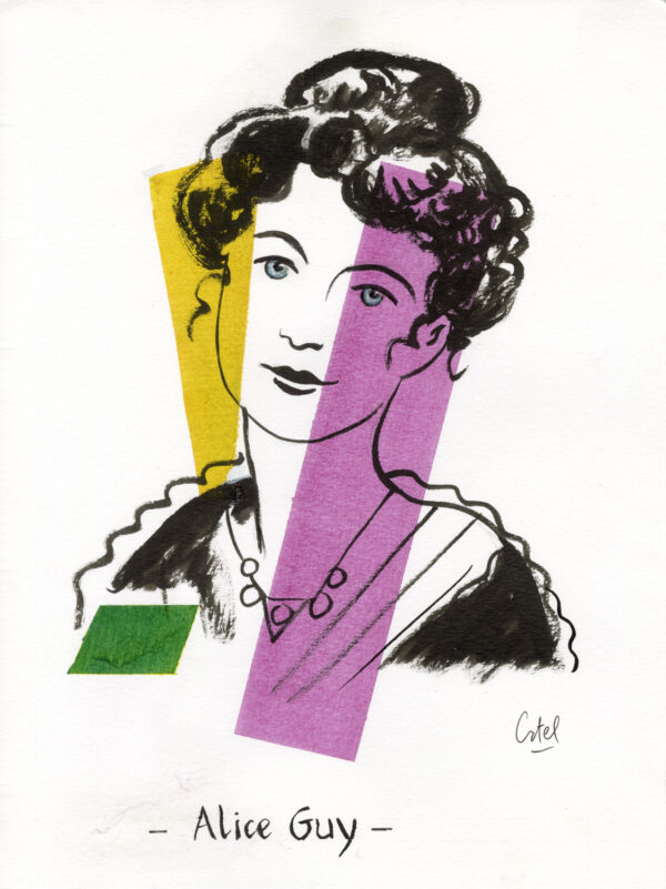 CATEL – ALICE GUY - Dessin original pour une expo institutionnelle à la ferme du Buisson - R07