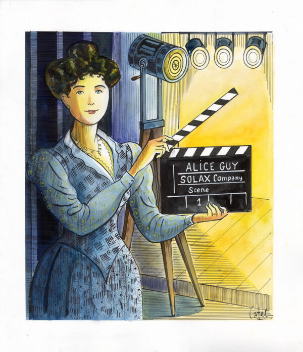 CATEL – ALICE GUY - Dessin original pour une expo institutionnelle à la ferme du Buisson - R13
