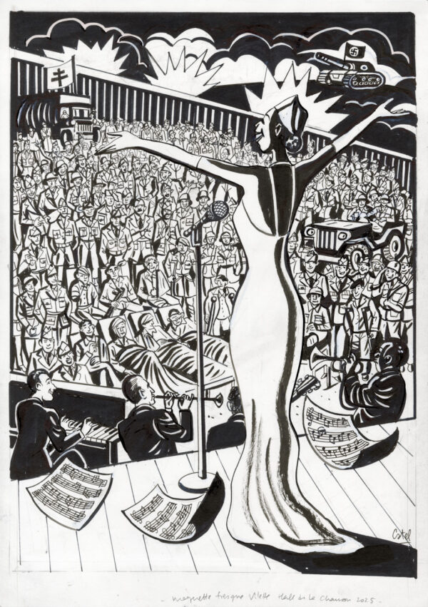 CATEL – JOSÉPHINE BAKER - Dessin original pour façade à la Villette - R02