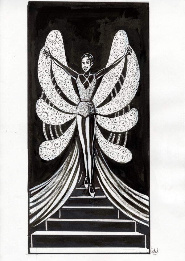 CATEL – JOSÉPHINE BAKER - Dessin original pour façade à la Villette - R03