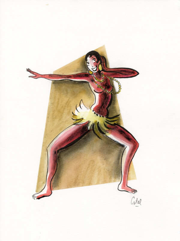 CATEL – JOSÉPHINE BAKER - Dessin original pour une expo institutionnelle à Saint-Quentin - R28