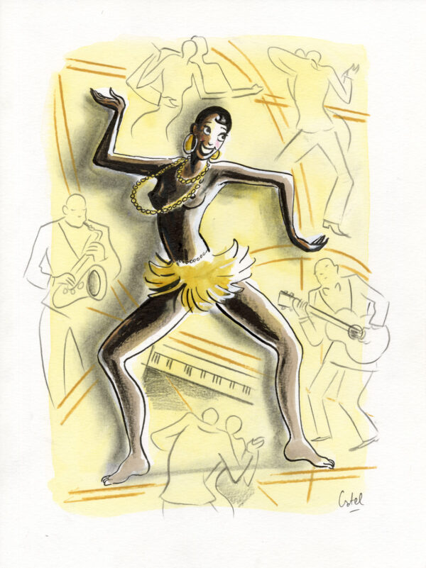 CATEL – JOSÉPHINE BAKER - Dessin original pour une expo institutionnelle à Saint-Quentin - R34