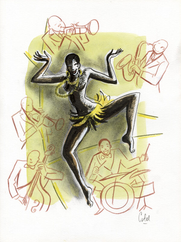 CATEL – JOSÉPHINE BAKER - Dessin original pour une expo institutionnelle à Saint-Quentin - R37