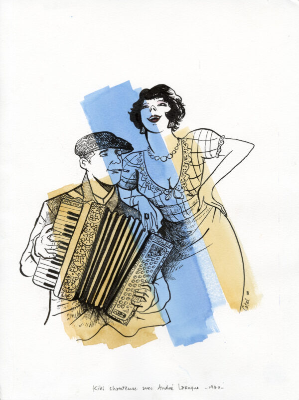 CATEL – KIKI DE MONTPARNASSE - Dessin original - Livre-disque Kiki Chante - R07