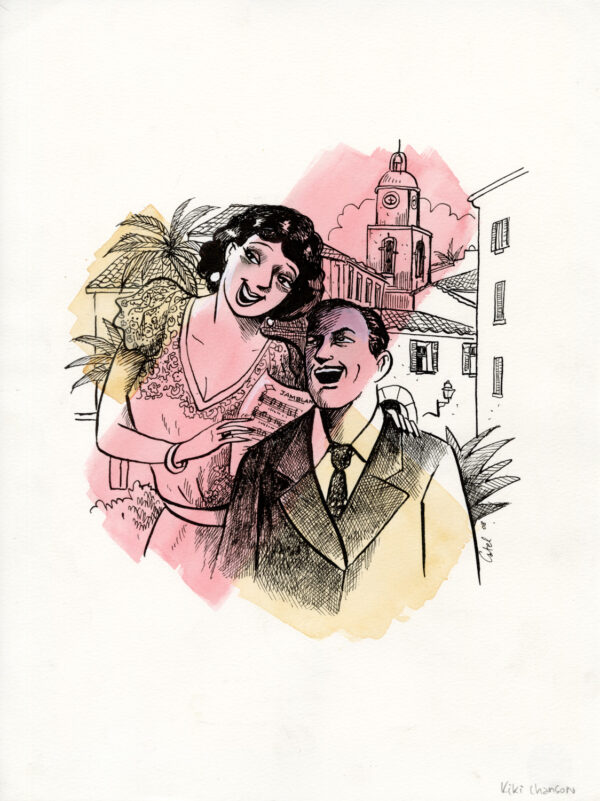 CATEL – KIKI DE MONTPARNASSE - Dessin original - Livre-disque Kiki Chante - R10