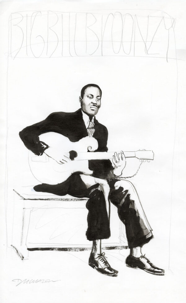 FRANTZ DUCHAZEAU - Big Bill Broonzy - Dessin original inédit