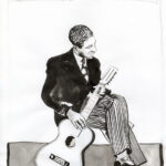FRANTZ DUCHAZEAU - Lonnie Johnson - Dessin original inédit
