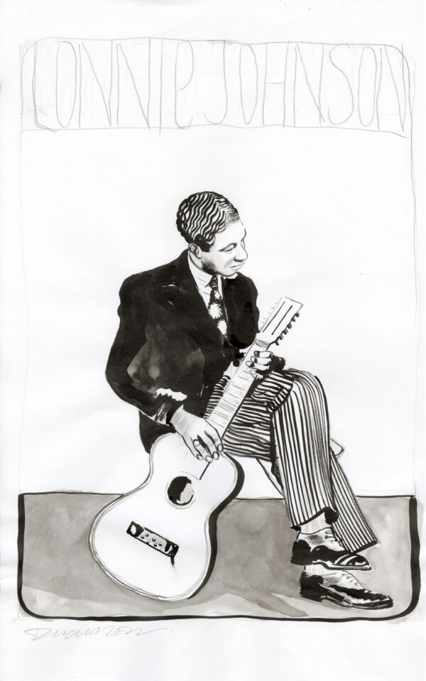 FRANTZ DUCHAZEAU - Lonnie Johnson - Dessin original inédit