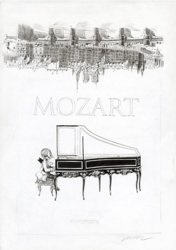 FRANTZ DUCHAZEAU - Mozart à Paris - Illustration originale de couverture