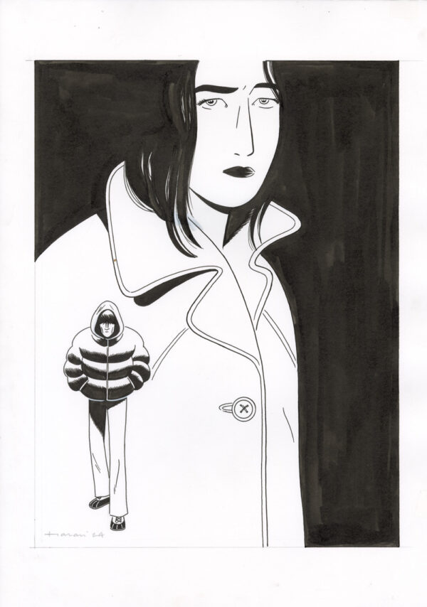 LUCAS HARARI - Le cas David Zimmerman - dessin original de recherche de couverture pour l'édition noir et blanc