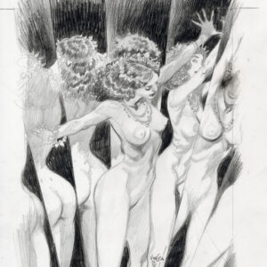 VINCE - NYMPHES - Dessin original préparatoire pour l’affiche de l’exposition et la couverture de Nymphes
