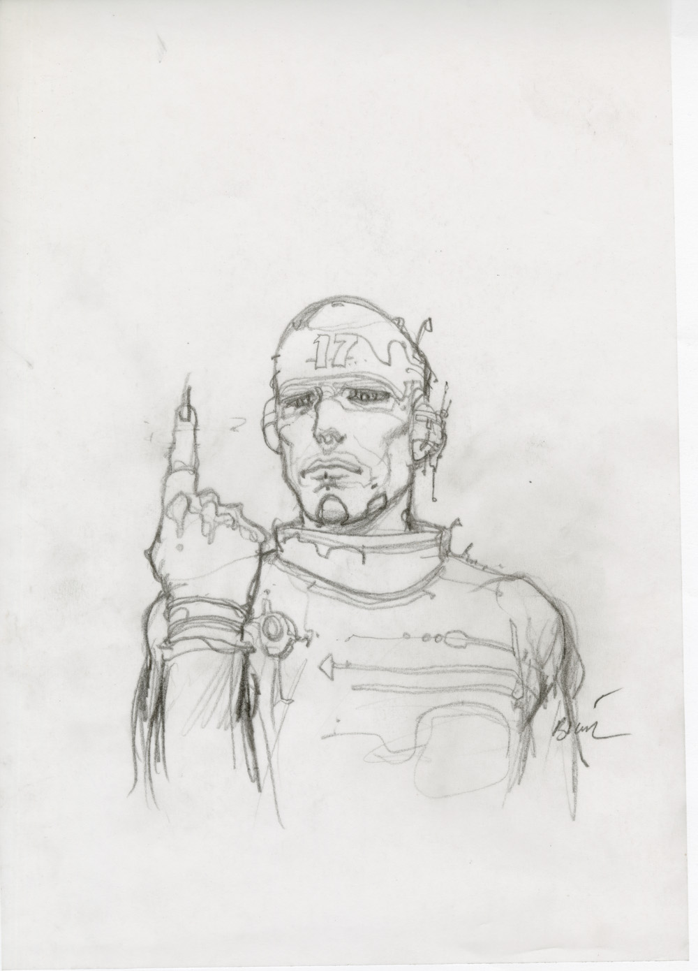 ENKI BILAL - GRAPHITE IN PROGRESS 3 - Dessin original 78