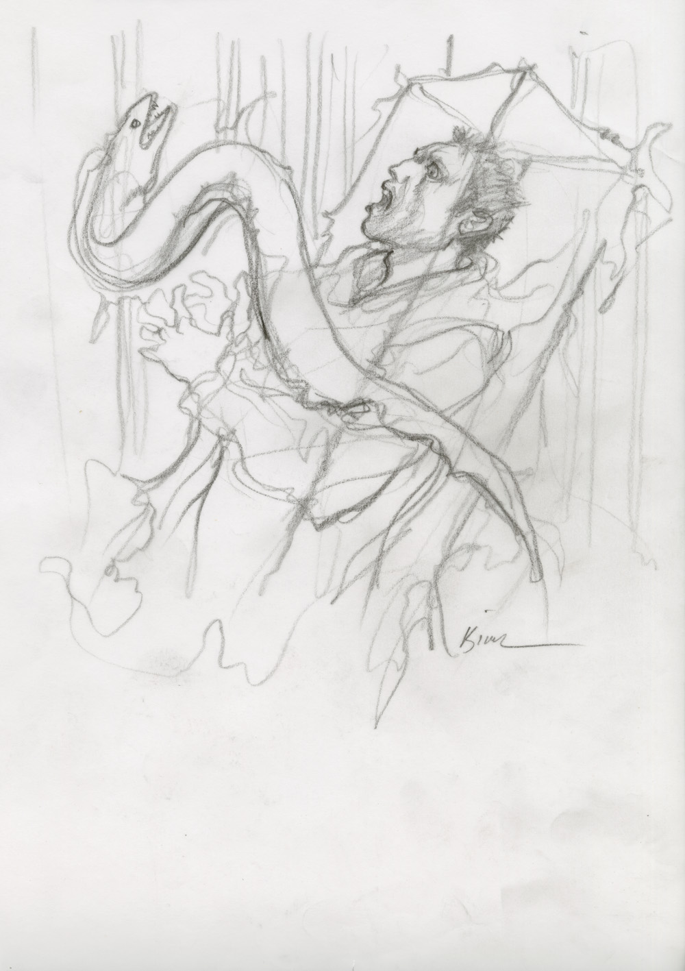 ENKI BILAL - GRAPHITE IN PROGRESS 3 - Dessin original 80
