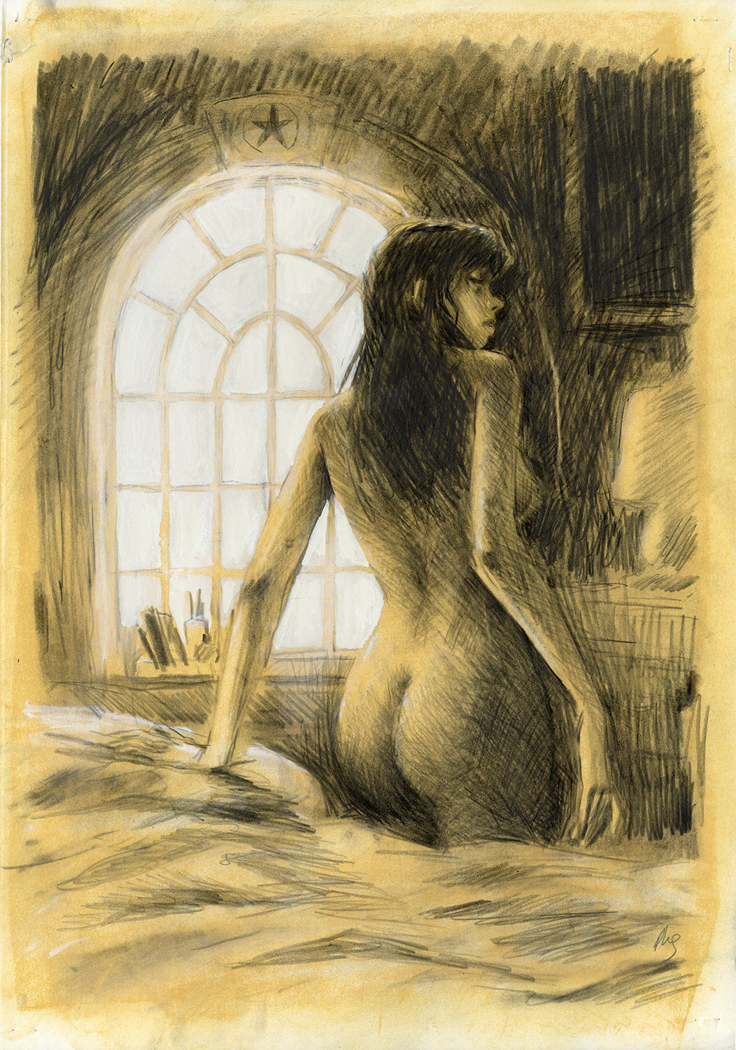 GOMONT – SLAVA – GRAND DESSIN ORIGINAL PRÉPARATOIRE