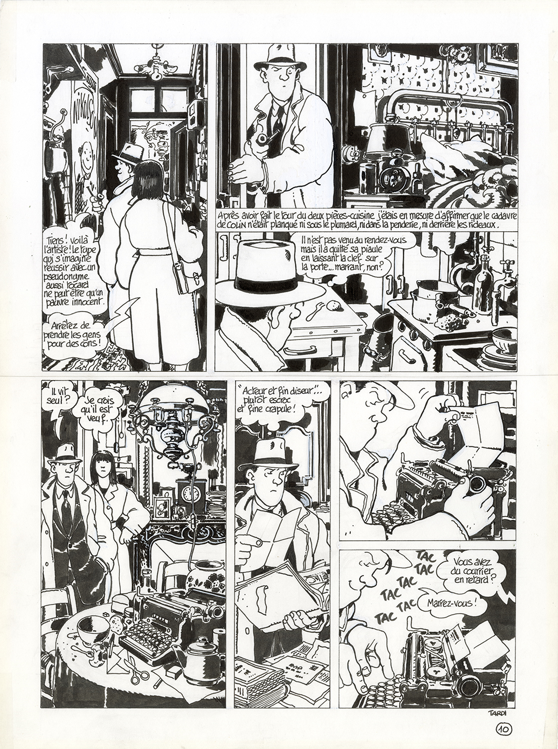 JACQUES TARDI -  NESTOR BURMA - M'AS-TU VU EN CADAVRE ? - PLANCHE ORIGINALE 10